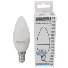 Лампа світлодіодна LED Bulb-C37-6W-E14-220V-6500K-630L GOLDEN TNSy
